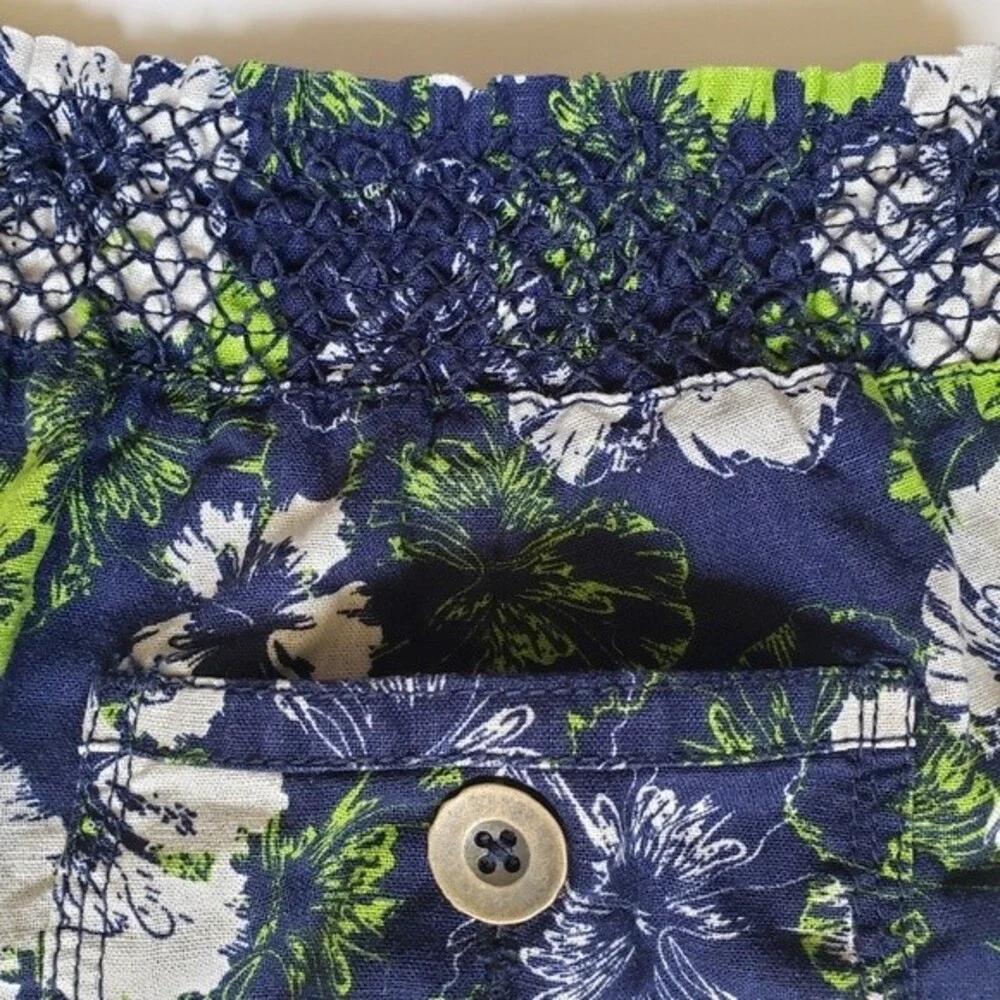 MASSINI Tropical Floral Linen Shorts - Small